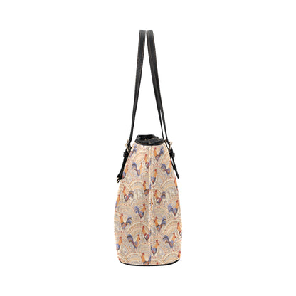 Chicken Boho Style Pattern Leather Tote Bag
