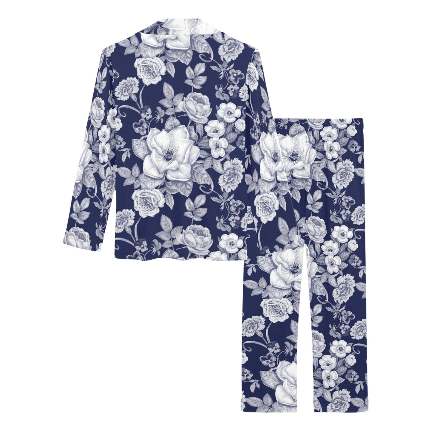 Floral Infrared Pattern Women's Long Pajama Set