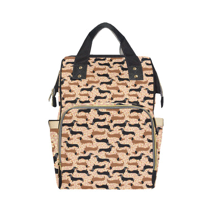 Dachshund Pattern Print Design 011 Diaper Bag Backpack