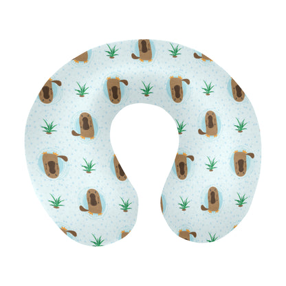 Platypus Pattern Print Design A04 U-Shaped Travel Neck Pillow