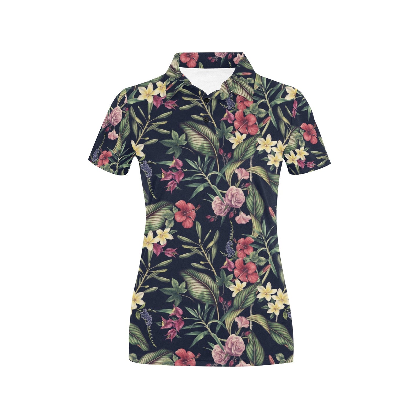 Tropical Flower Pattern Women's Polo Shirt