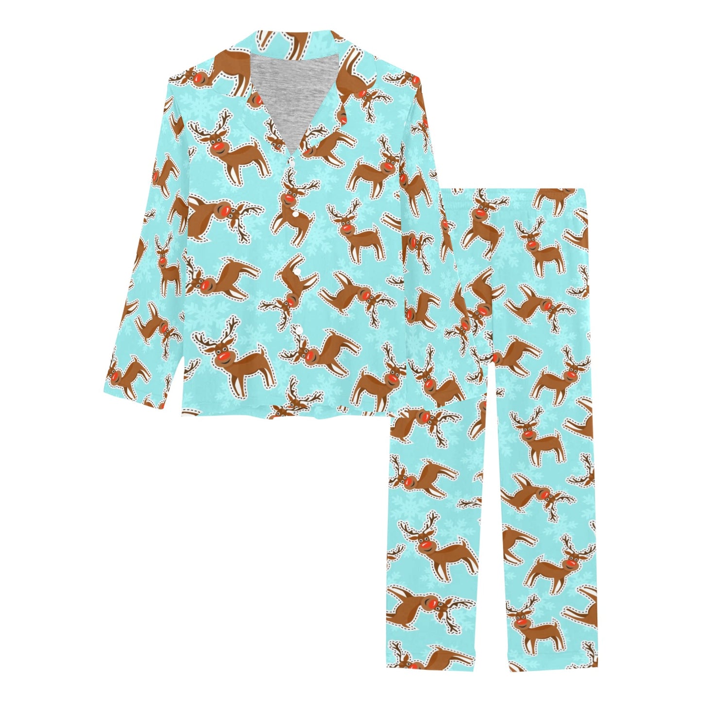 Reindeer Print Design LKS403 Women's Long Pajama Set