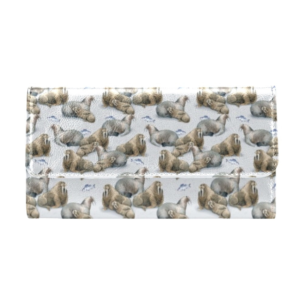 Walrus Print Design LKS401 Women's Trifold Wallet