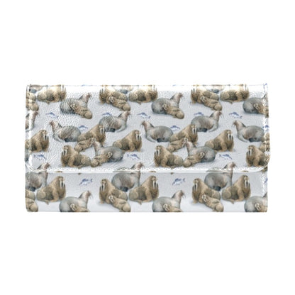Walrus Print Design LKS401 Women's Trifold Wallet