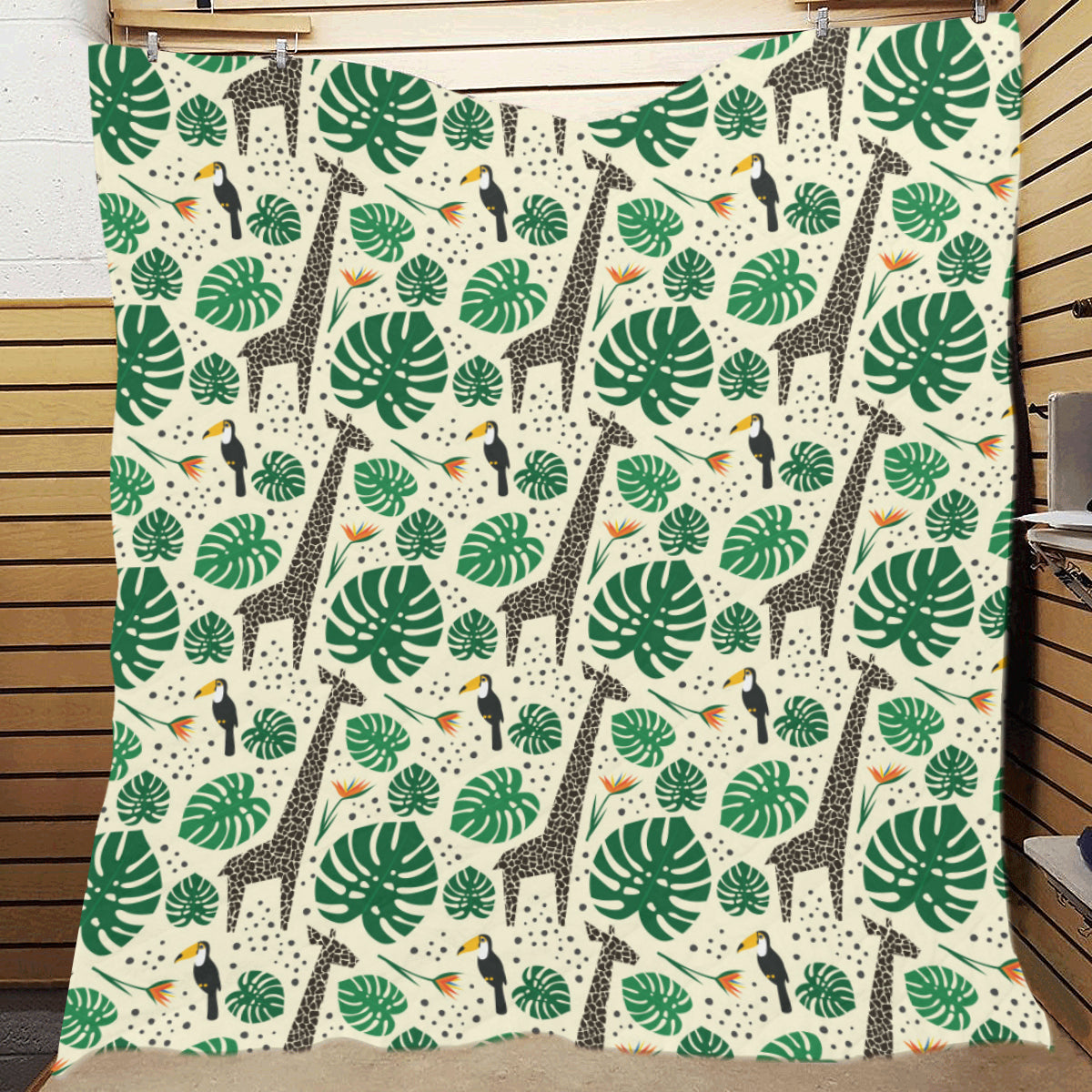Rainforest Giraffe Pattern Print Design A02 Premium Quilt