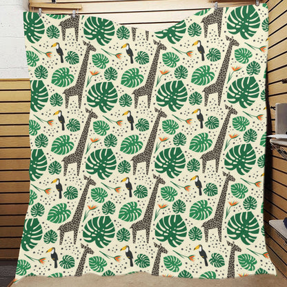 Rainforest Giraffe Pattern Print Design A02 Premium Quilt
