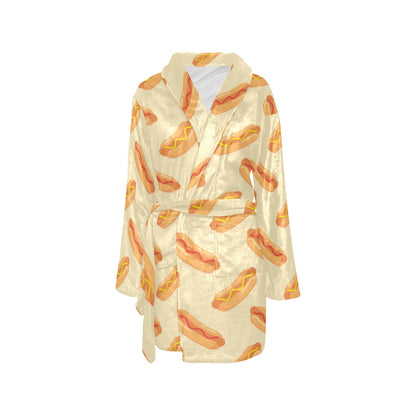 Hot Dog Pattern Print Design 05 Women's Fleece Robe