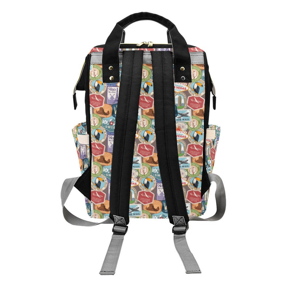Travel Stamp Print Design LKS301 Diaper Bag Backpack