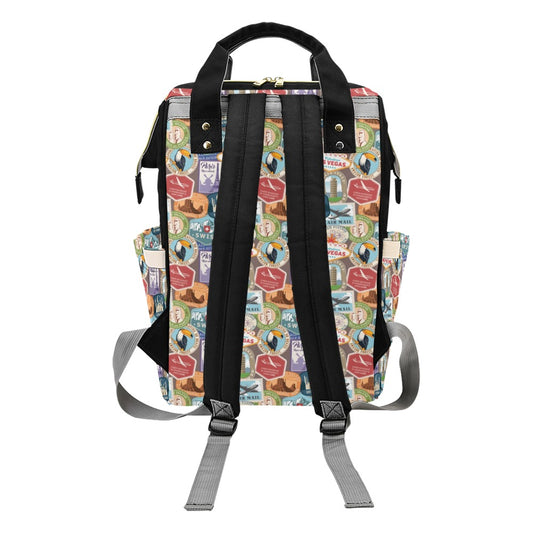 Travel Stamp Print Design LKS301 Diaper Bag Backpack