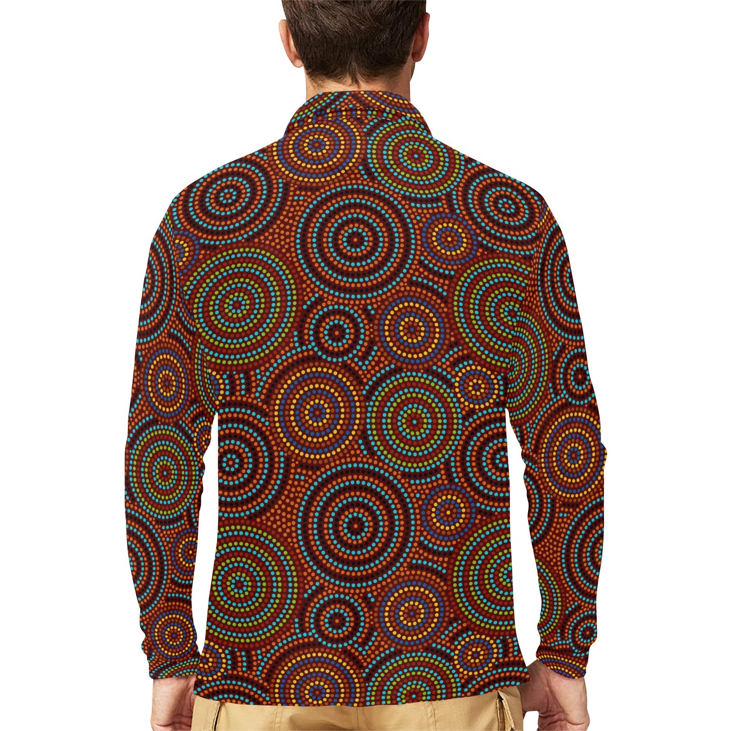 Aboriginal Print Design LKS403 Long Sleeve Polo Shirt For Men's
