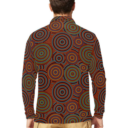 Aboriginal Print Design LKS403 Long Sleeve Polo Shirt For Men's