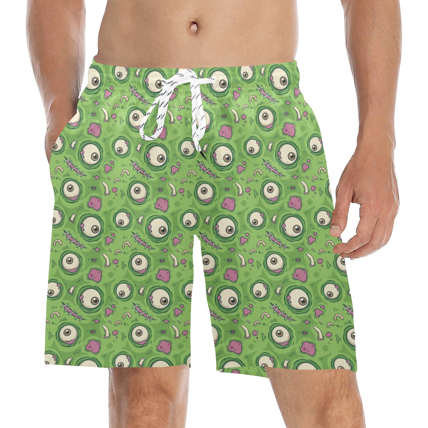 Zombie Eyes Design Pattern Print Men's Swim Trunks Beach Shorts