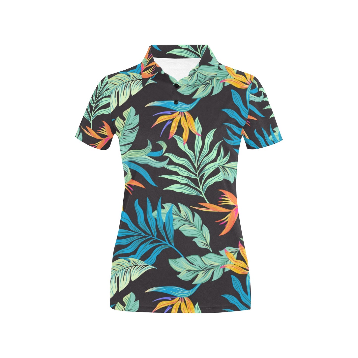 Tropical Palm Leaves Hawaiian Flower Women's Polo Shirt