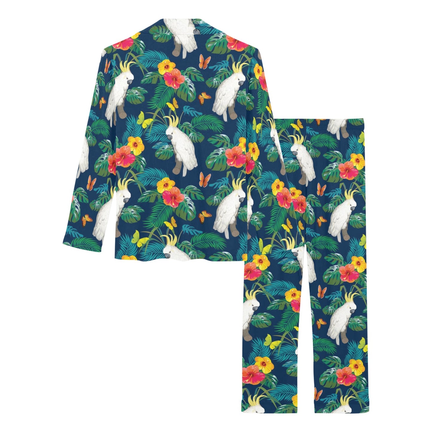 Cockatoo Tropical Pattern Print Design 02 Women's Long Pajama Set