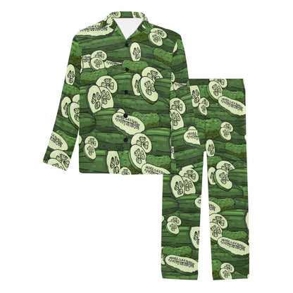 Cucumber Pattern Print Design CC01 Men's Long Pajama Set