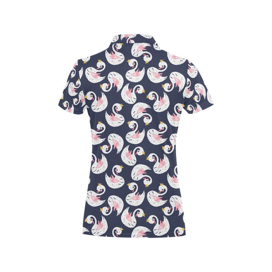 Swan Print Design LKS403 Women's Polo Shirt