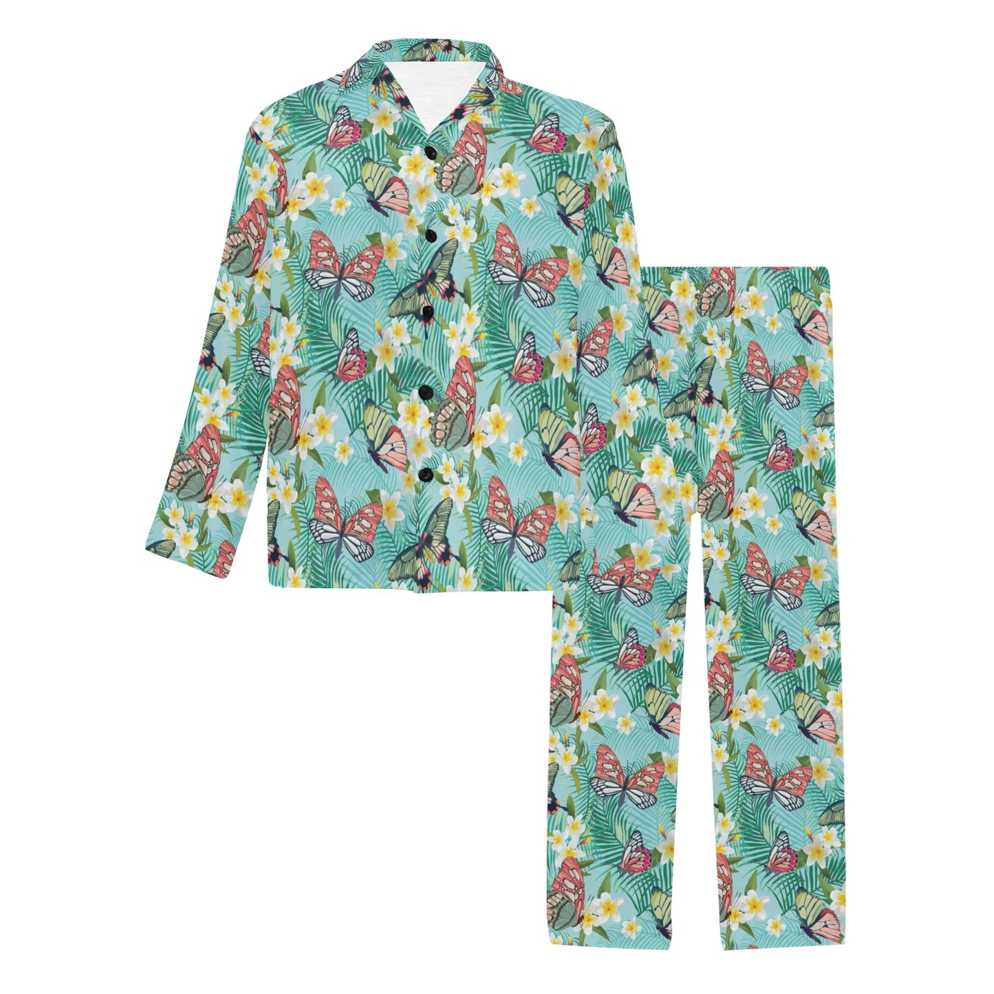 Butterfly Pattern Print Design 09 Men's Long Pajama Set