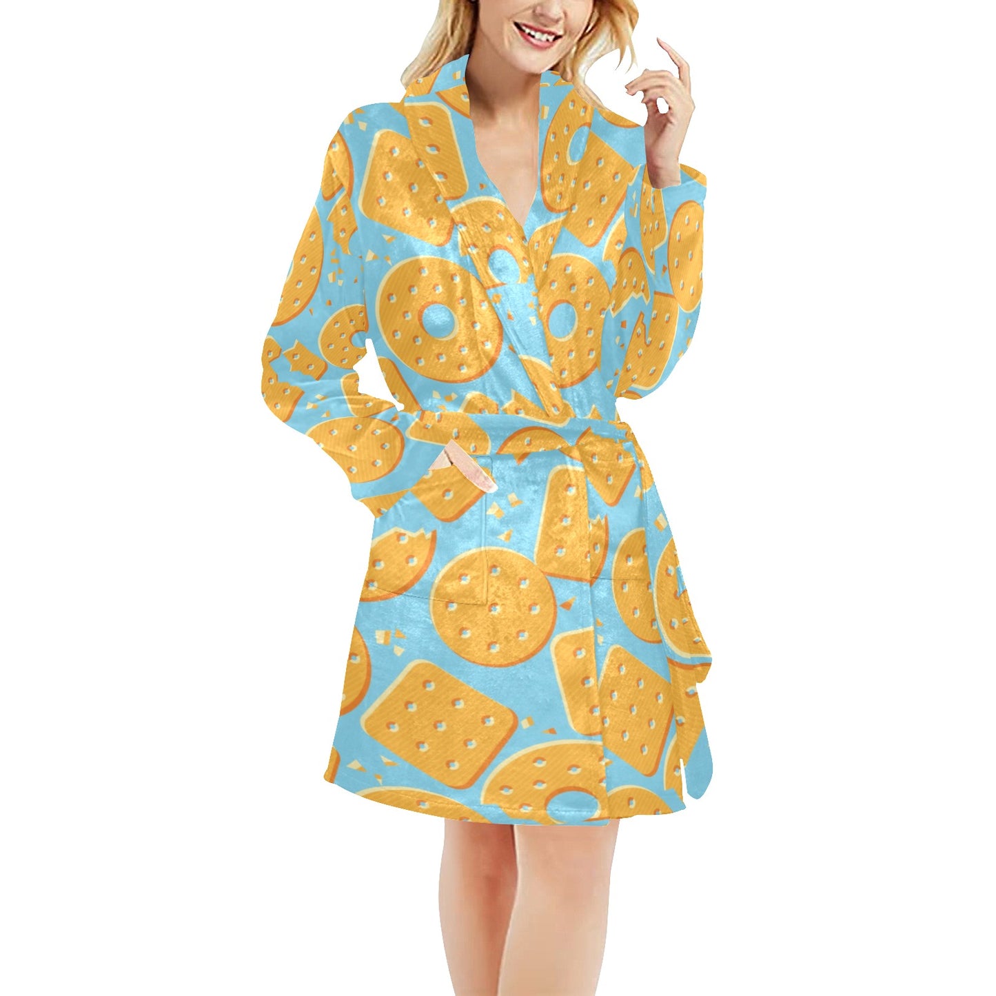 Cracker Pattern Print Design 02 Women's Fleece Robe