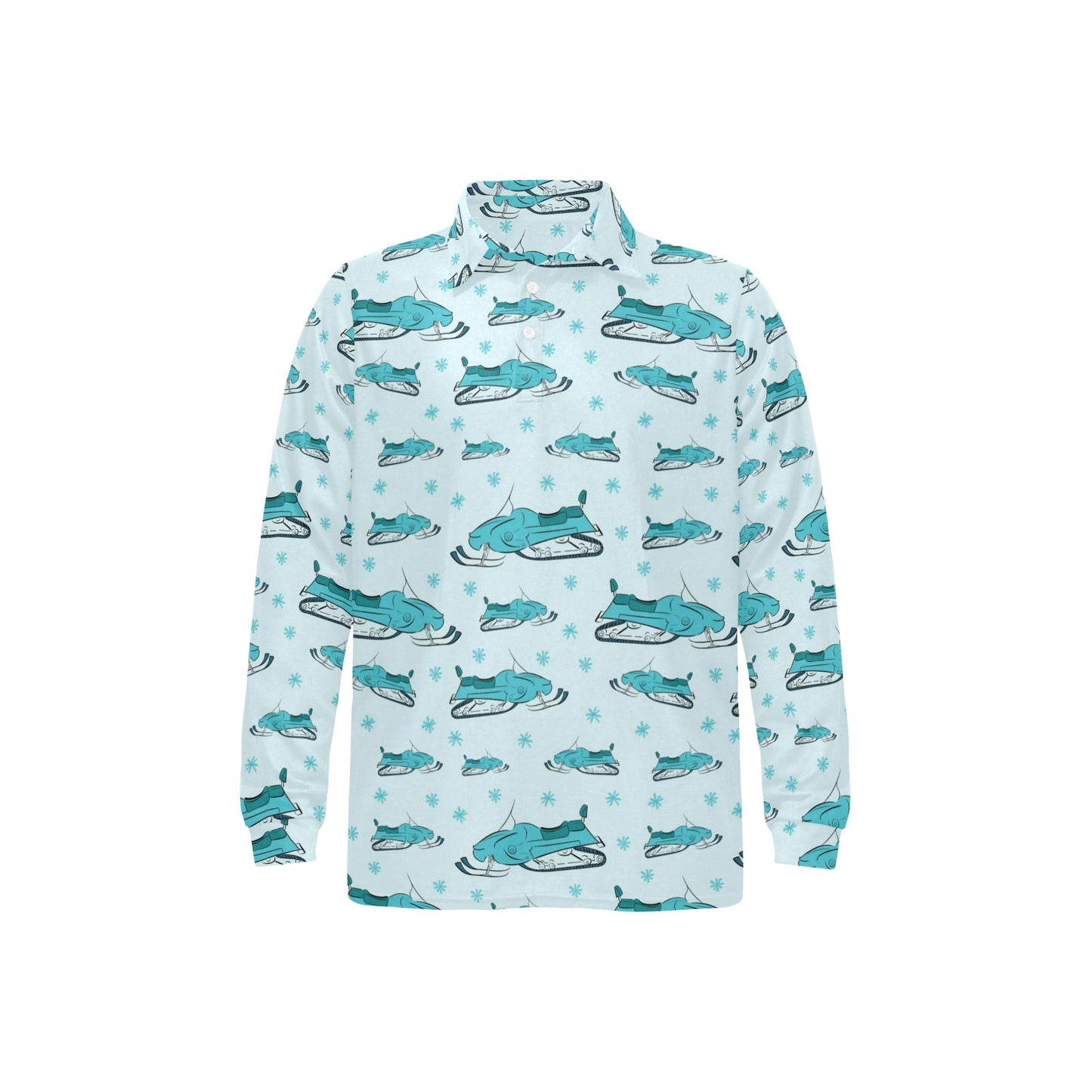 Snowmobile Print Design LKS301 Long Sleeve Polo Shirt For Men's