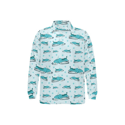 Snowmobile Print Design LKS301 Long Sleeve Polo Shirt For Men's