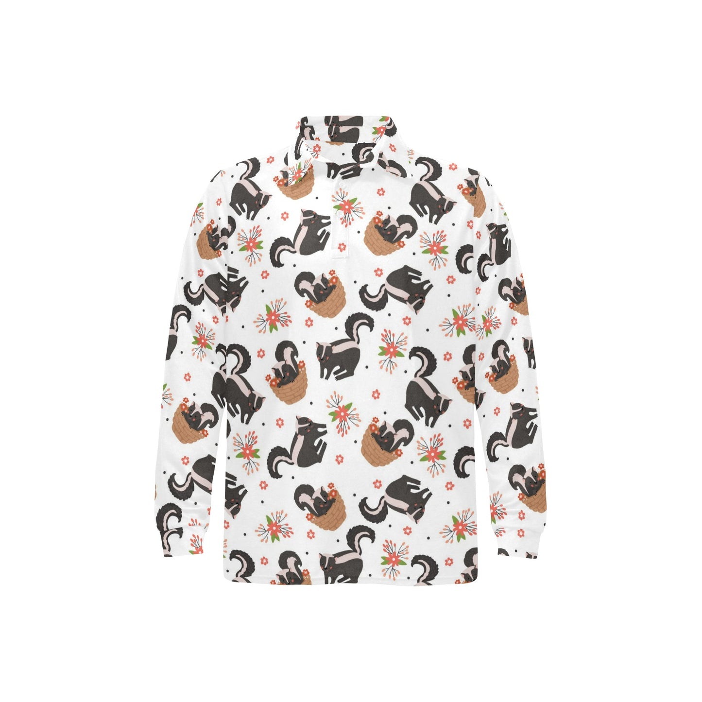 Skunk Print Design LKS304 Long Sleeve Polo Shirt For Men's