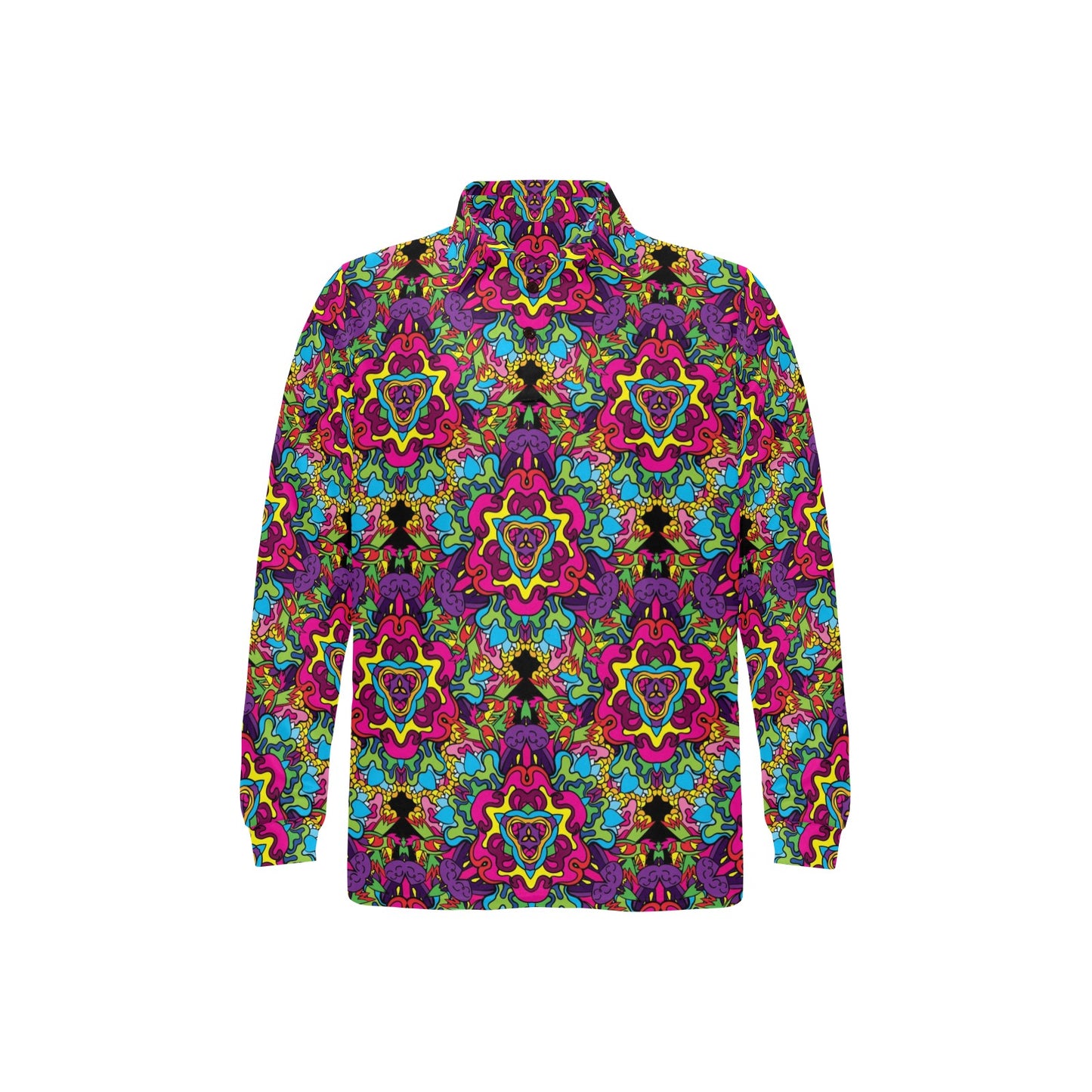 Trippy Print Design LKS303 Long Sleeve Polo Shirt For Men's