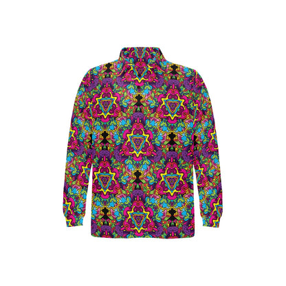 Trippy Print Design LKS303 Long Sleeve Polo Shirt For Men's