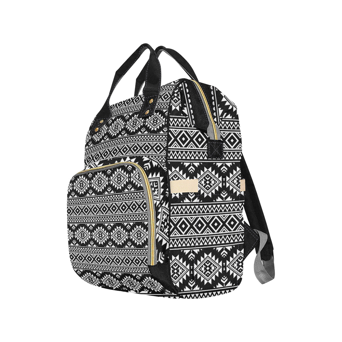 Aztec Black White Print Pattern Diaper Bag Backpack