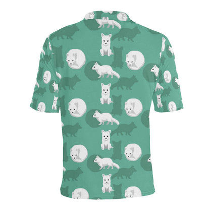 Arctic Fox Pattern Print Design Men Polo Shirt