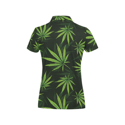Pot Leaf Pattern Print Design A03 Women's Polo Shirt