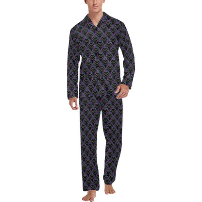 Mermaid Pattern Print Design 09 Men's Long Pajama Set