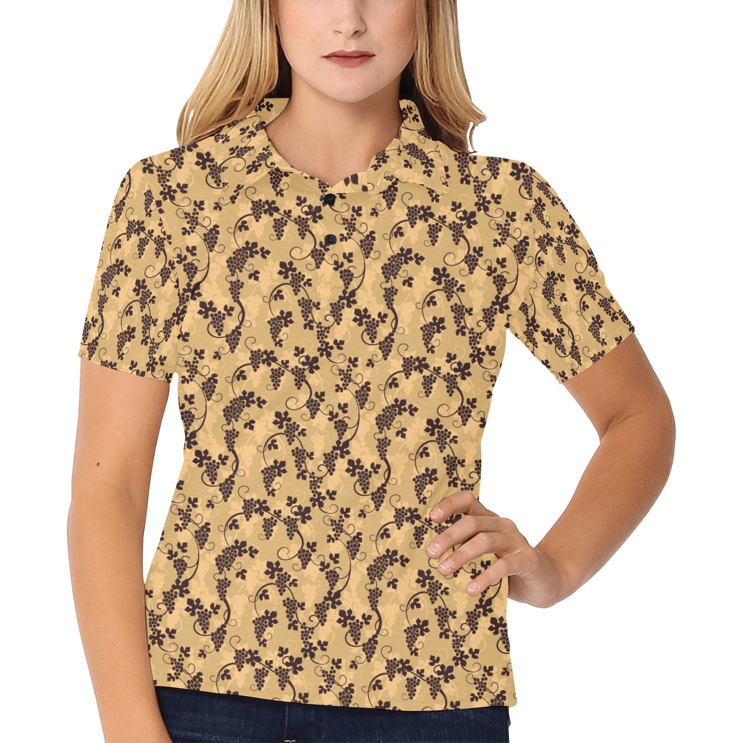 Wine Grape Design Print Women's Polo Shirt