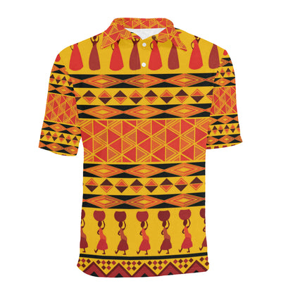 African Pattern Print Design 01 Men Polo Shirt
