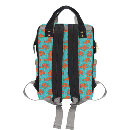 Octopus Cartoon Design Print Themed Diaper Bag Backpack