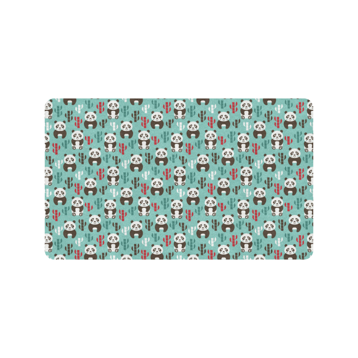 Panda Bear Cute Themed Print Rubber Doormat