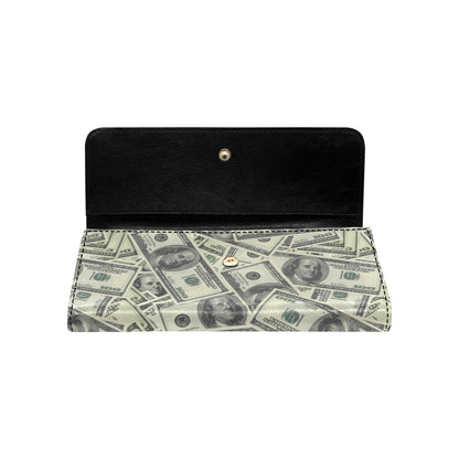 Dollar Pattern Print Design DO02 Women's Trifold Wallet
