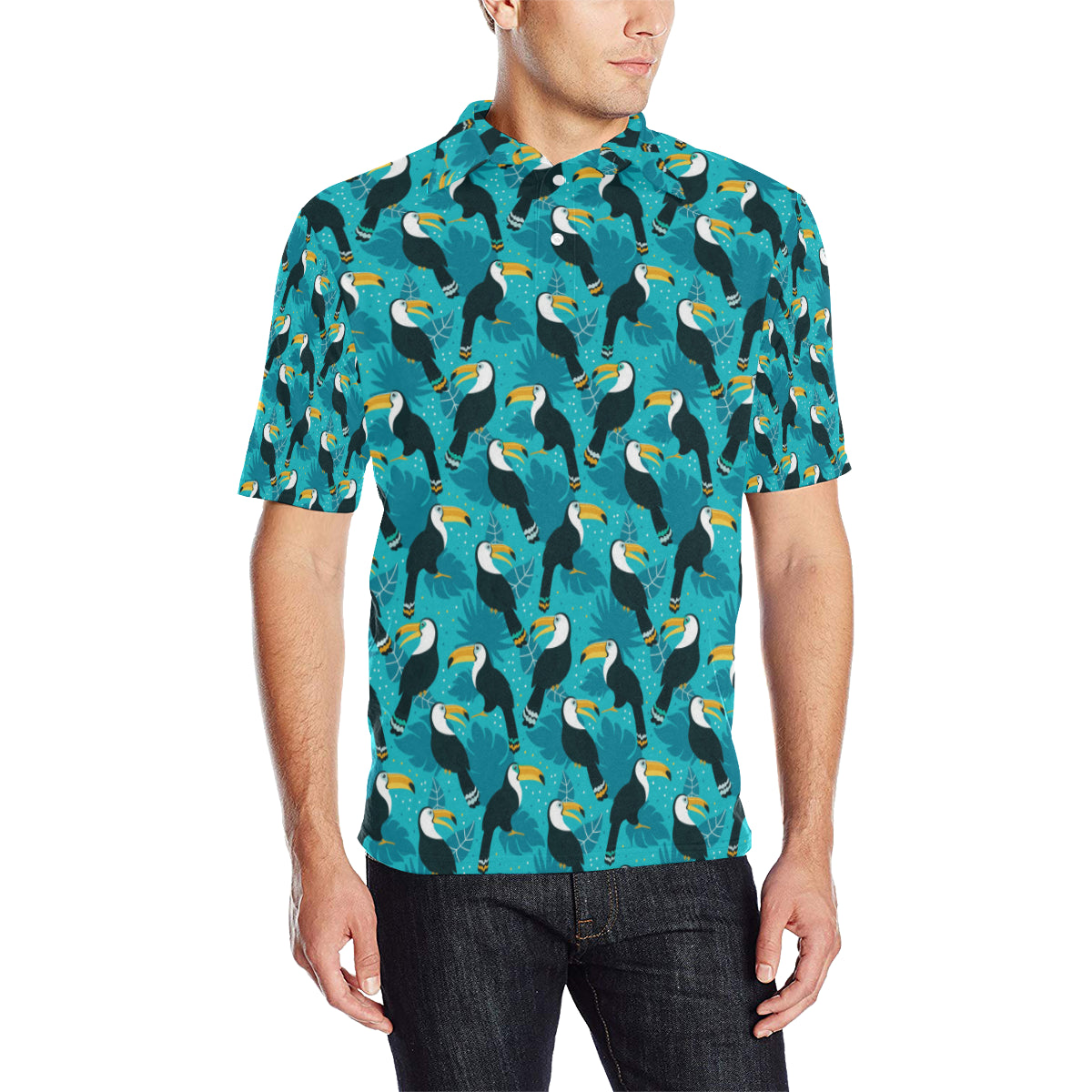 Toucan Parrot Pattern Print Men Polo Shirt