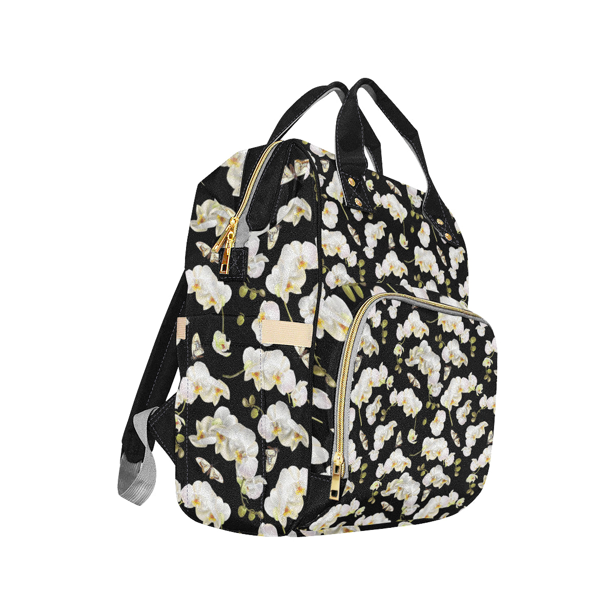 Orchid White Pattern Print Design OR011 Diaper Bag Backpack