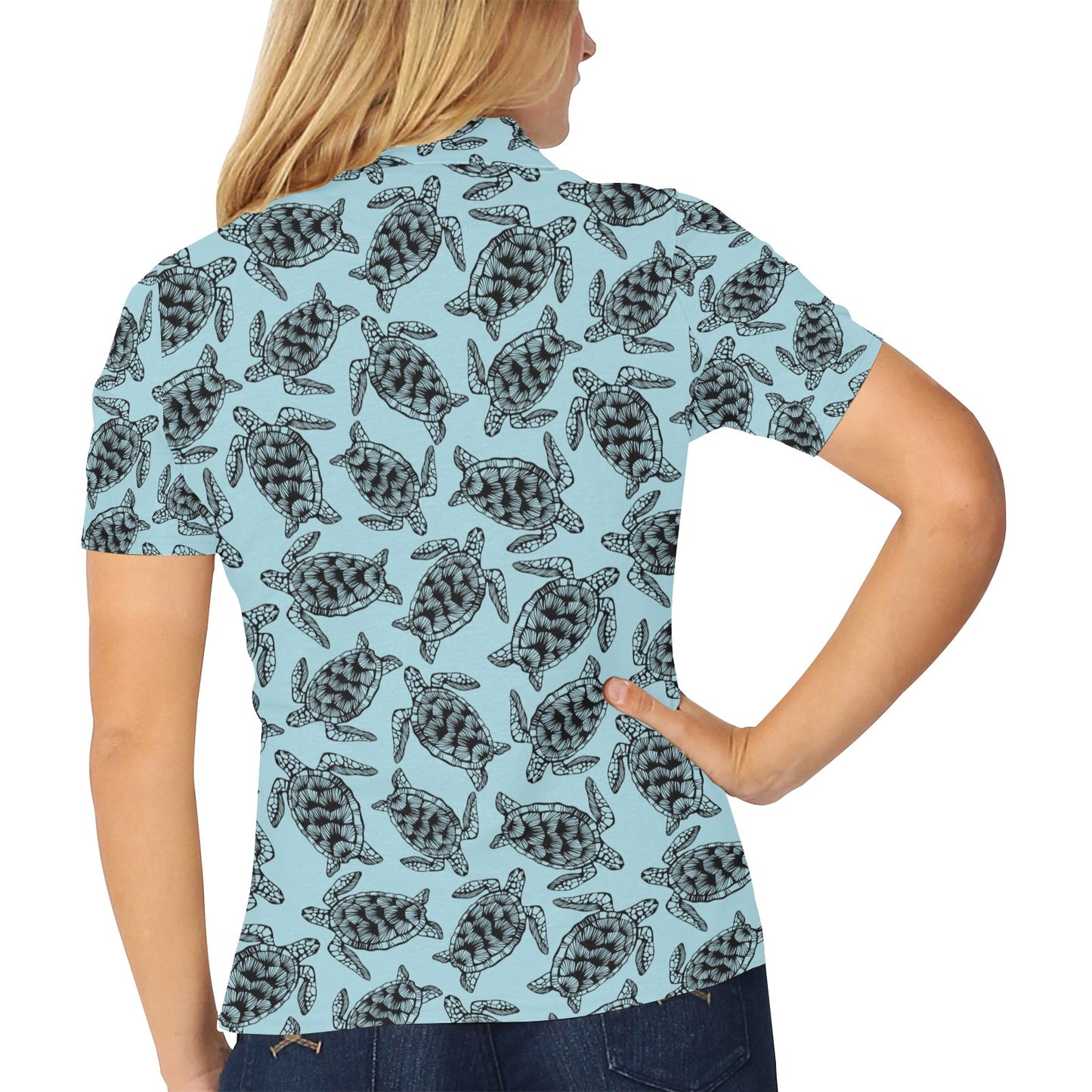 Sea Turtle Print Design LKS3010 Women's Polo Shirt