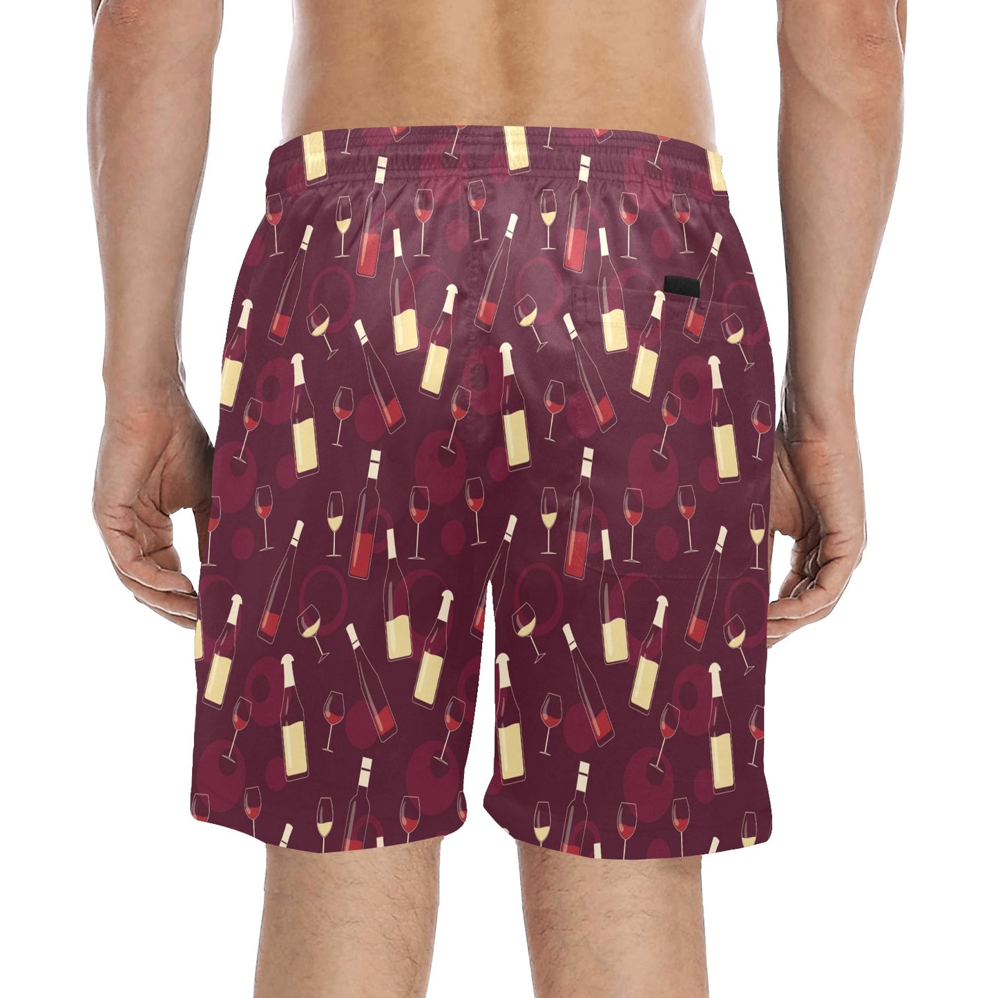 Wine Themed Pattern Print Men's Swim Trunks Beach Shorts