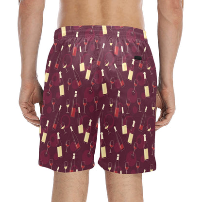 Wine Themed Pattern Print Men's Swim Trunks Beach Shorts