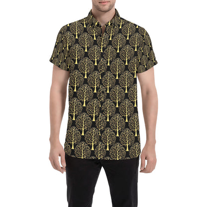 Tree Of Life Print Design LKS302 Men Short Sleeve Button Up Shirt
