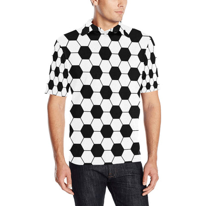 Soccer Ball Texture Print Design LKS303 Men Polo Shirt