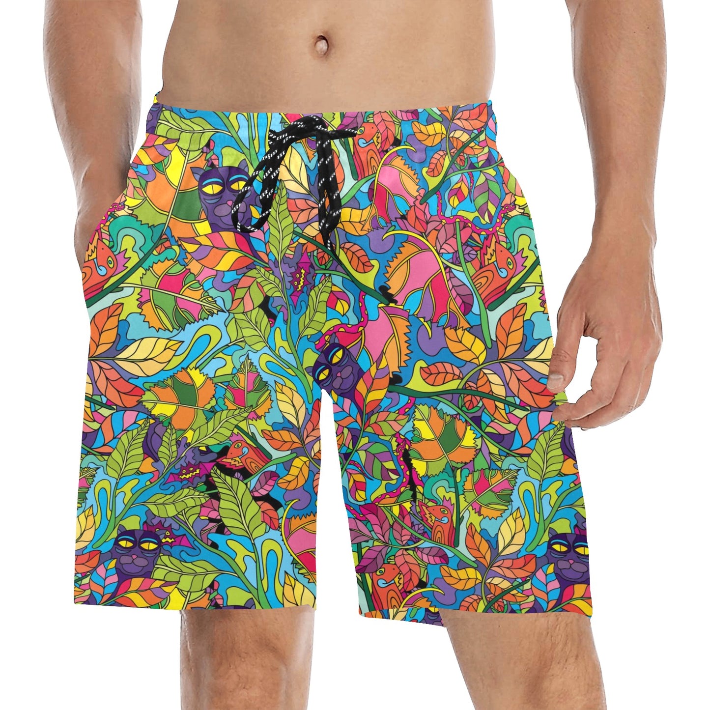 Trippy Print Design LKS301 Men's Swim Trunks Beach Shorts