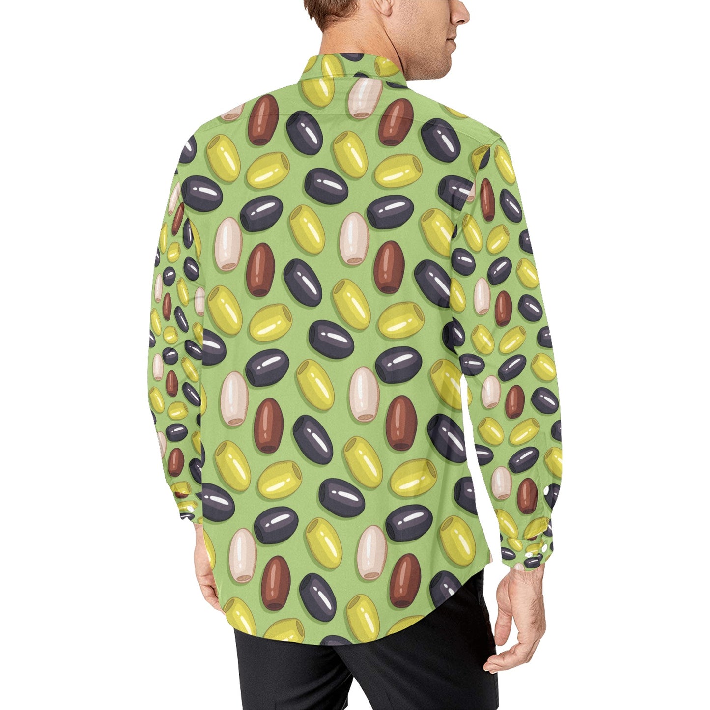 Olive Print Design LKS301 Men's Long Sleeve Dress Shirt