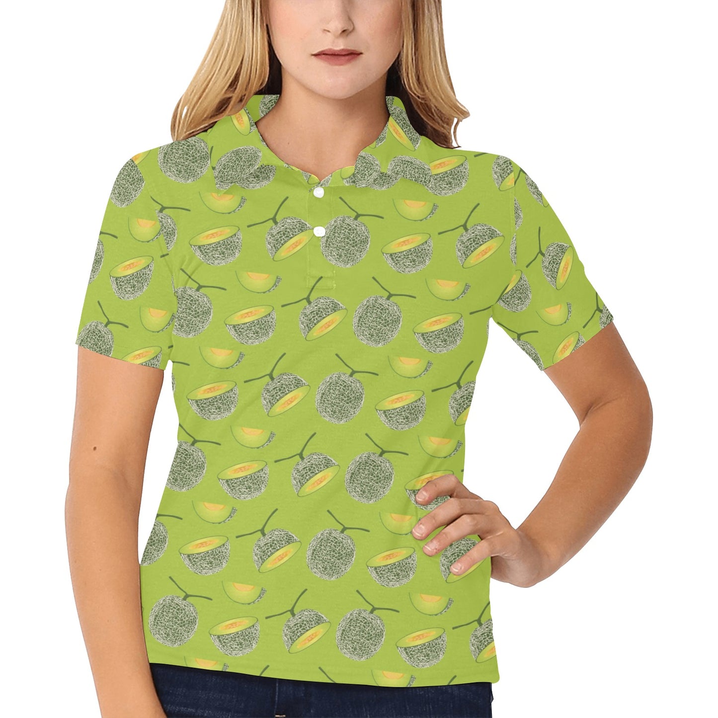 Cantaloupe Pattern Print Design 03 Women's Polo Shirt