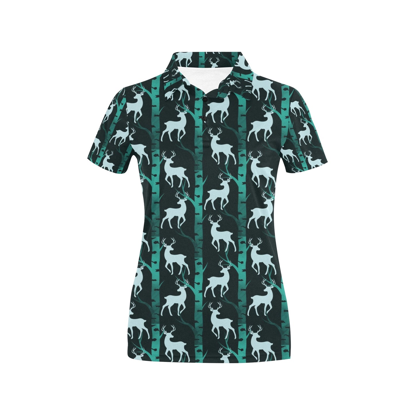 Deer Jungle Print Pattern Women's Polo Shirt