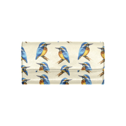 Kingfisher Pattern Print Design 01 Women's Trifold Wallet