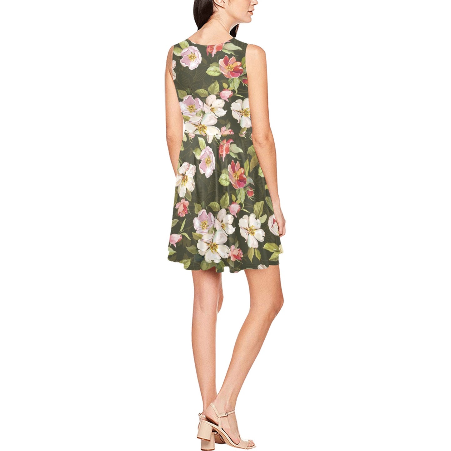 Apple blossom Pattern Print Design AB01 Sleeveless Dress