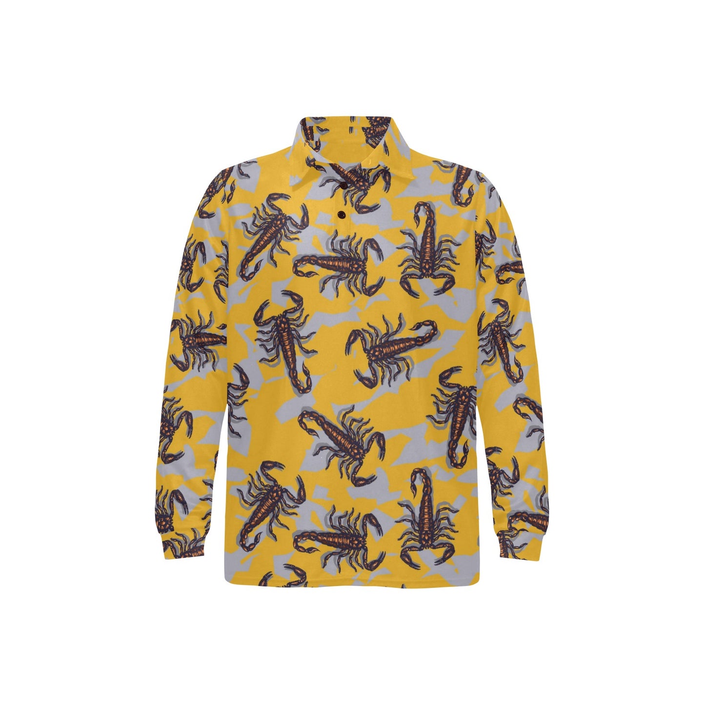 Scorpion Pattern Print Design 01 Long Sleeve Polo Shirt For Men's